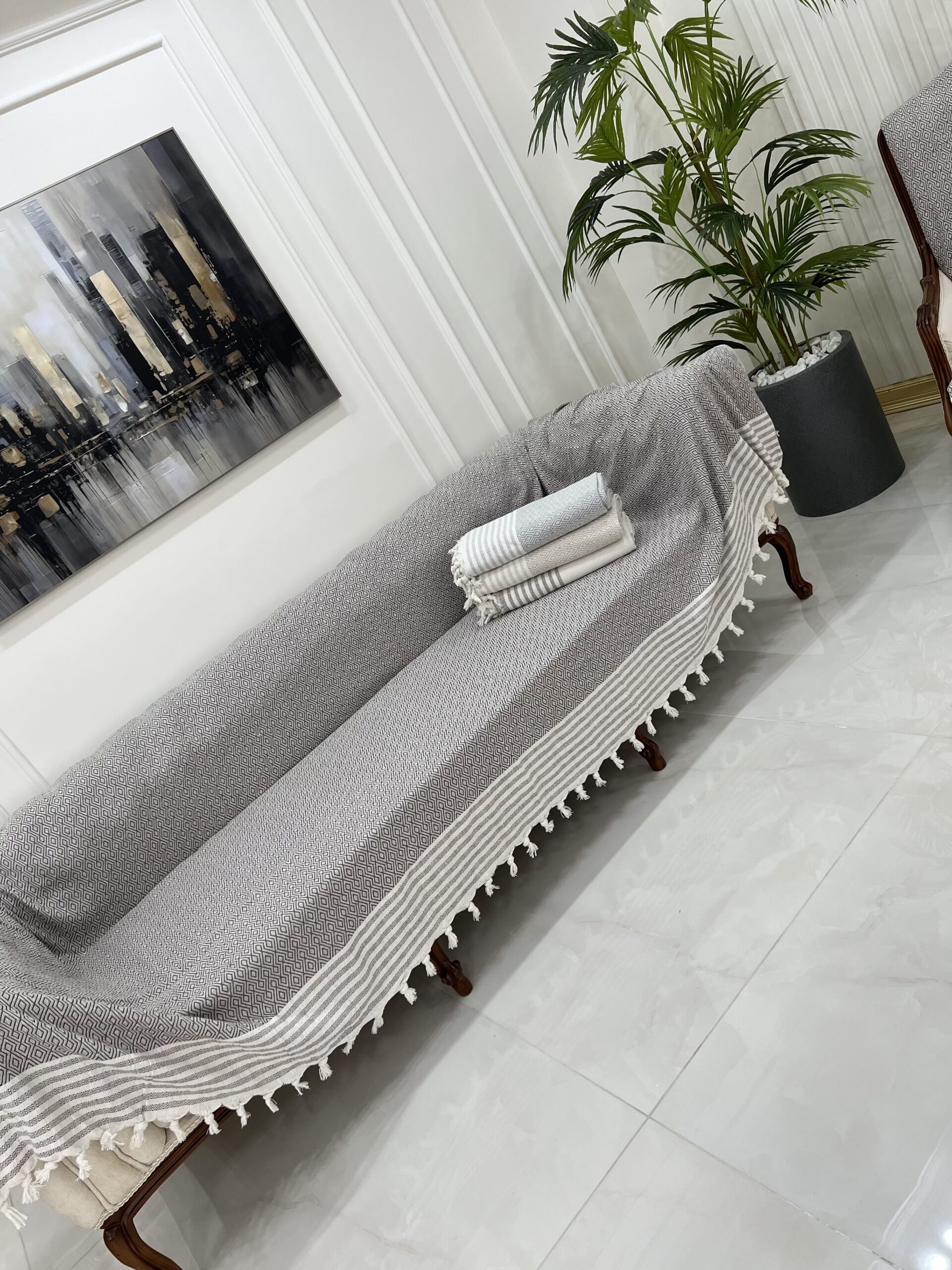 شال مبل نخی ترک طرح لوزی