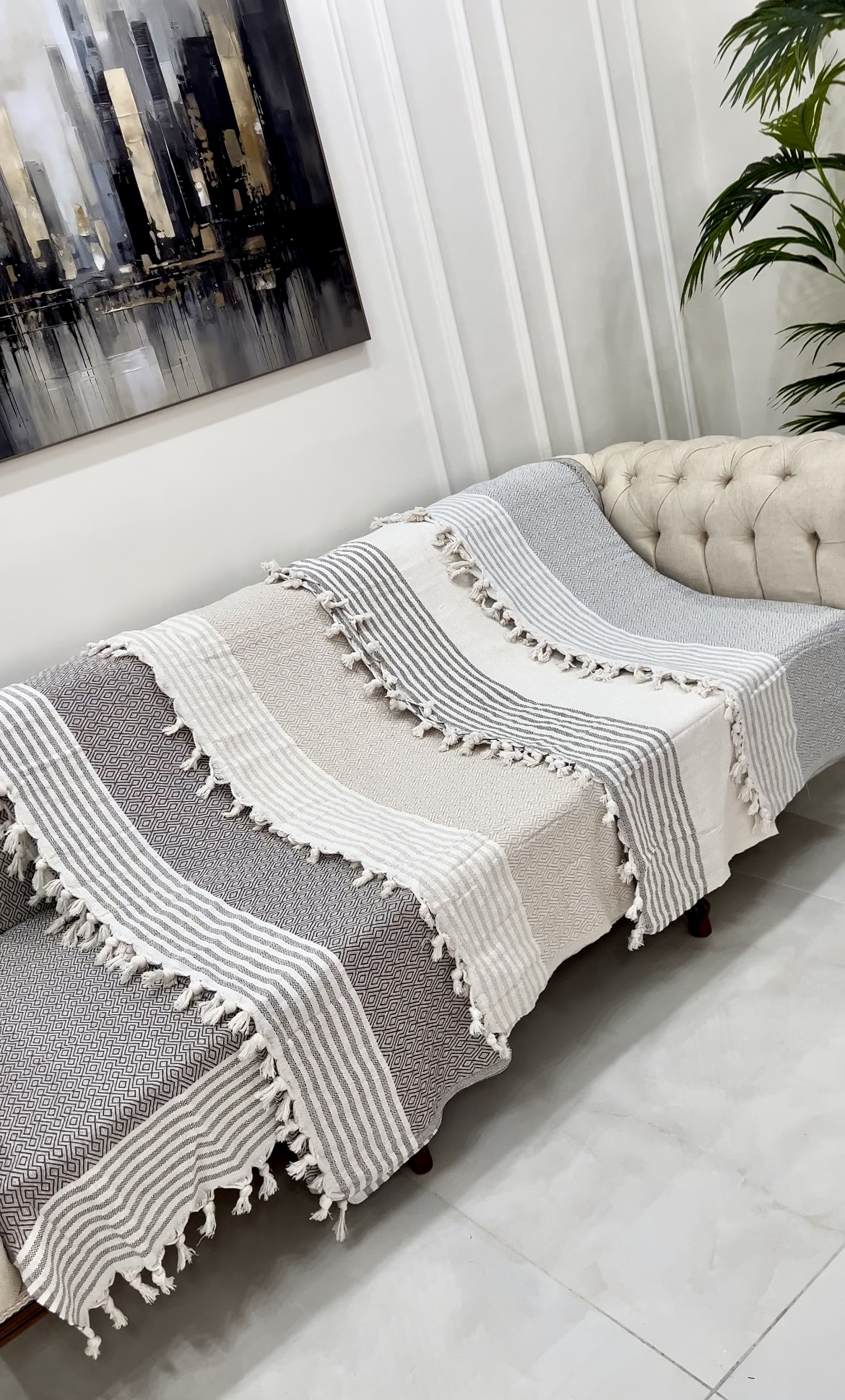 شال مبل نخی ترک طرح لوزی