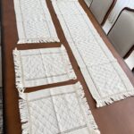 سرویس 4 تیکه کتان مینیمال طرح لوزی